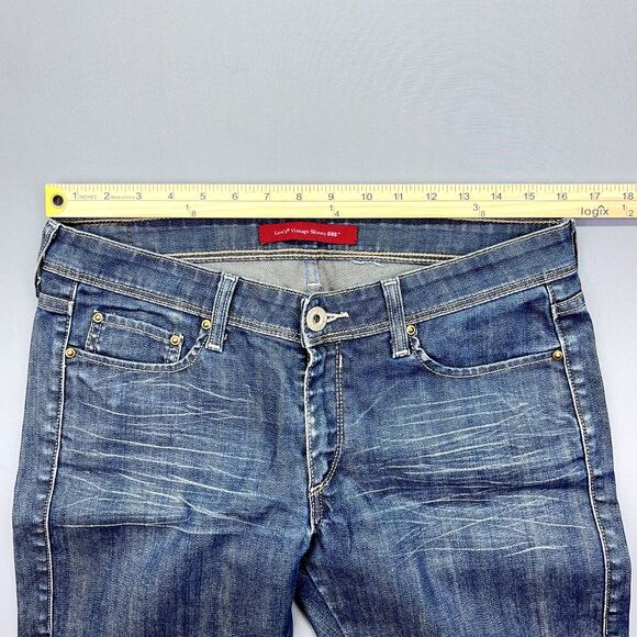 Levi's Jeans Size 32x26 Vintage Skinny 582 Blue Dark Wash Mid Rise Ankle Zip - Picture 9 of 16